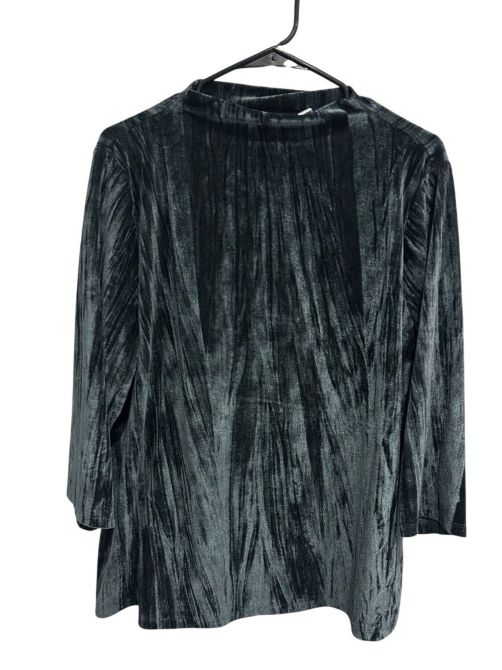 Isaac Mizrahi Live! XL Black Velvet Long Sleeve Tunic Top Romantic Goth